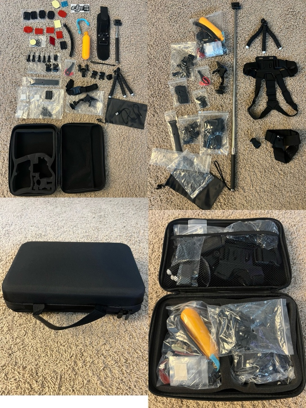 New DJI/GoPro Accessory Kit w/ Case, Selfie Stick, Chest Harness, Tripod, Etc.